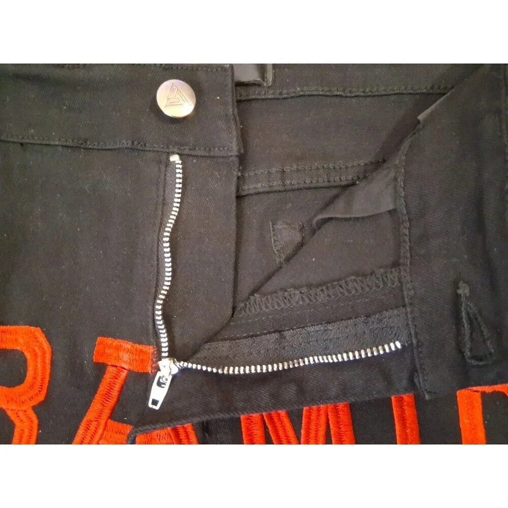 Chris Brown's Pyramid Cut Off Denim Jean Shorts Men's Size 34 Black Raw Hem EUC